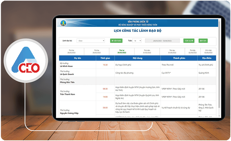 điểm nổi bật trên phân hệ lịch làm việc trên ACEO