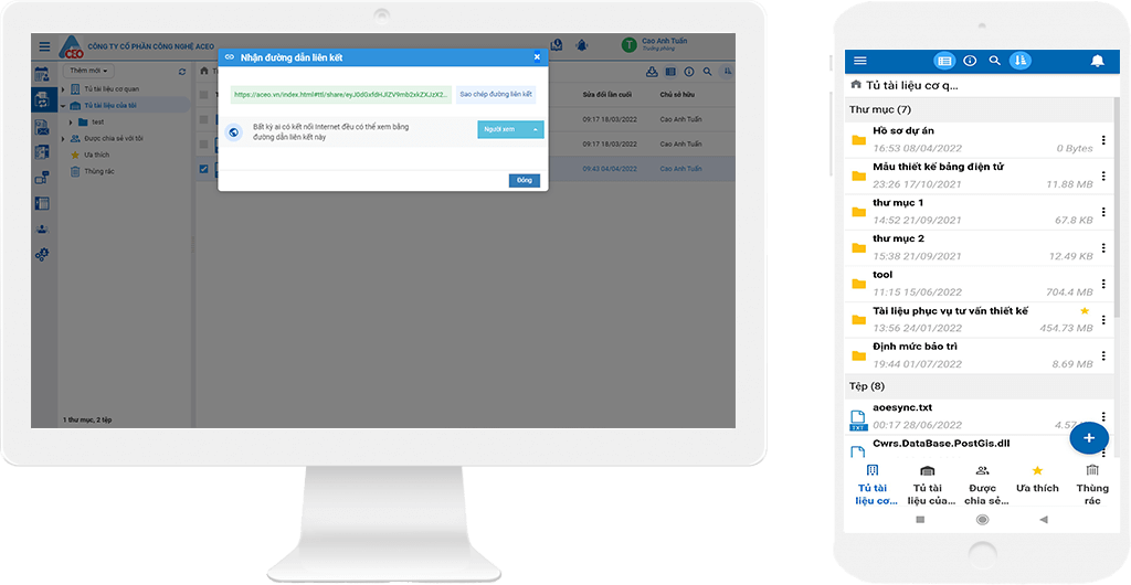 quản lý tủ tài liệu điện tử trên phần mềm ACEO